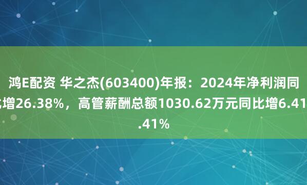 鸿E配资 华之杰(603400)年报：2024年净利润同比增26.38%，高管薪酬总额1030.62万元同比增6.41%